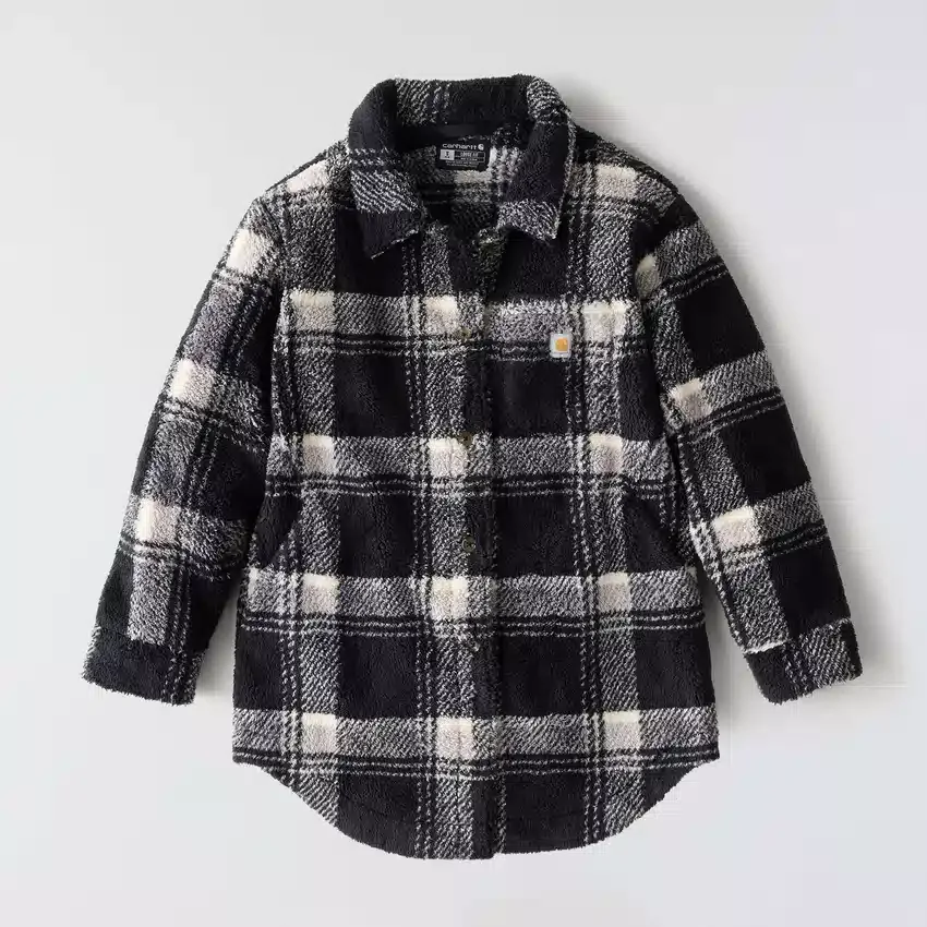 Løstsiddende plaid-fleecejakke til kvinder