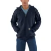 Marquette-sweatshirt med hætte, løs pasform og gennemgående lynlås til mænd