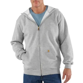 Marquette-sweatshirt med hætte, løs pasform og gennemgående lynlås til mænd