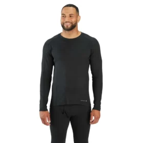 Mellemtykt stretch-undertrøje i ribbet bomuld med sweatshirt-hals
