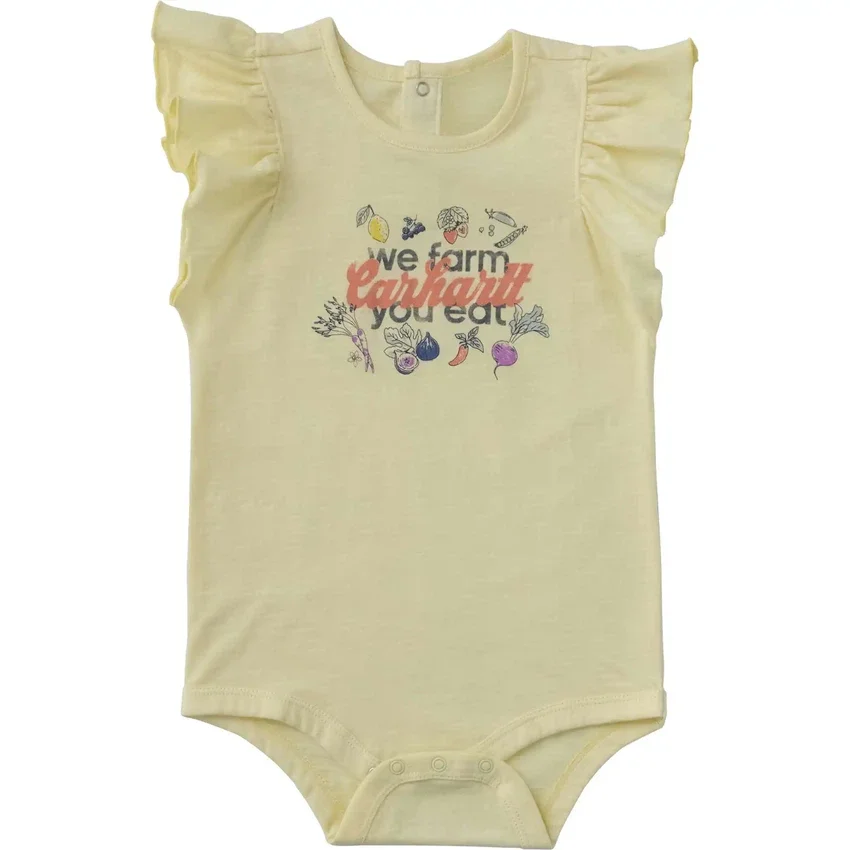 Pige-bodysuit med korte løse ærmer og grøntsagsmotiv (baby)