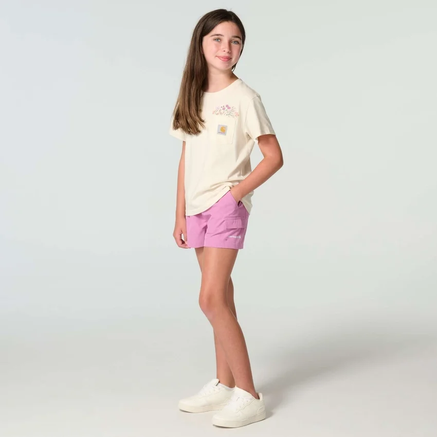 Pige-shorts med elastisk linning i Rugged Flex®-vævet camouflagemønster (børn/unge)