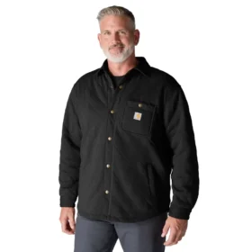 Rain Defender® løstsiddende, kraftig, quiltet skjortejakke med trykknapper foran