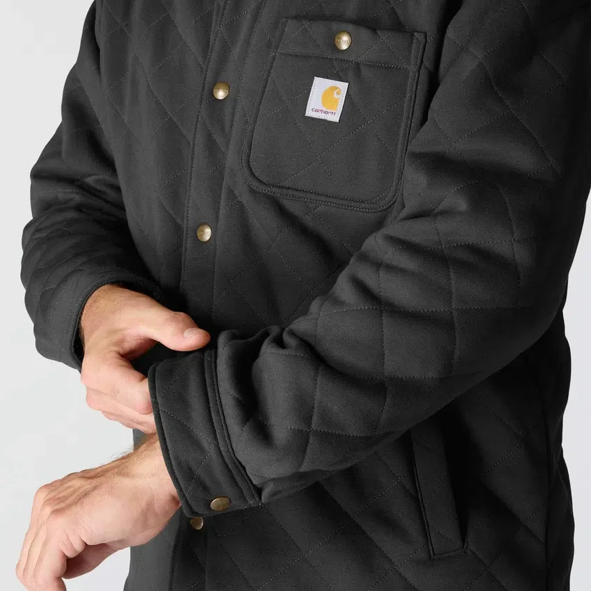 Rain Defender® løstsiddende, kraftig, quiltet skjortejakke med trykknapper foran