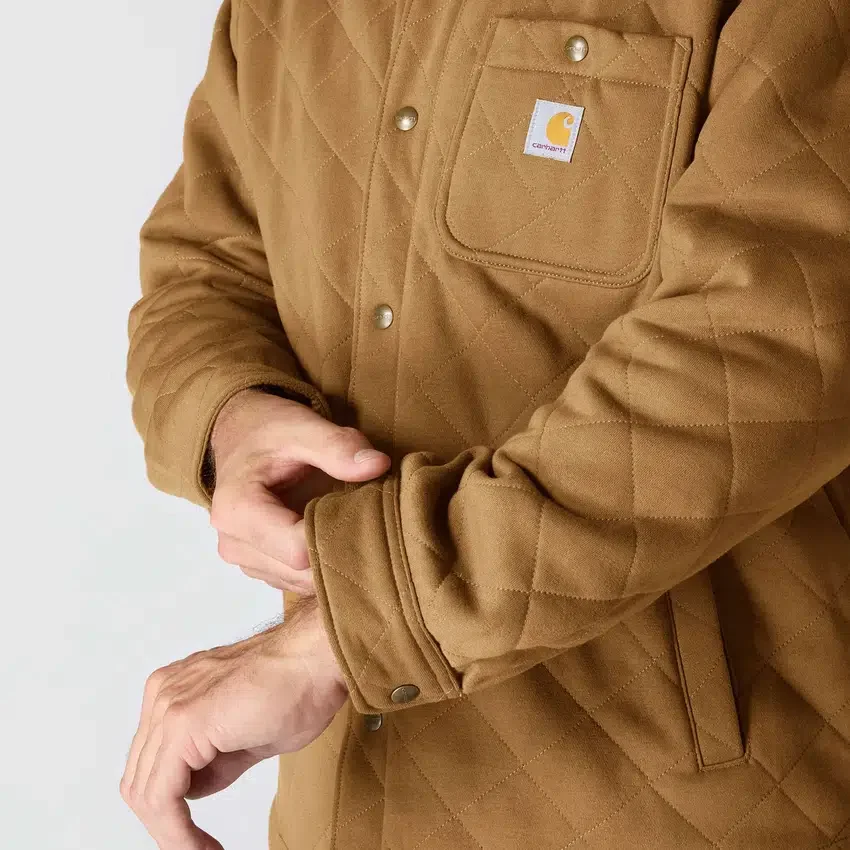 Rain Defender® løstsiddende, kraftig, quiltet skjortejakke med trykknapper foran