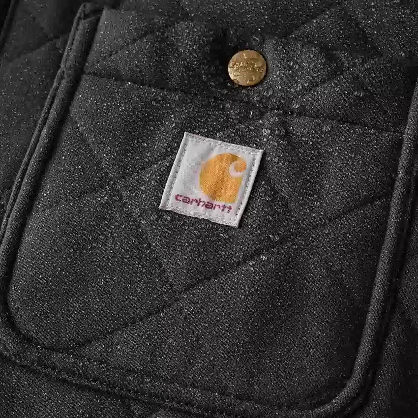 Rain Defender® løstsiddende, kraftig, quiltet skjortejakke med trykknapper foran