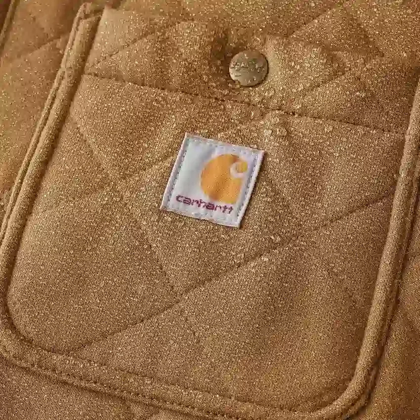 Rain Defender® løstsiddende, kraftig, quiltet skjortejakke med trykknapper foran