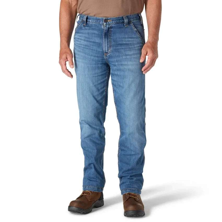 Relaxed Straight Rugged Flex-arbejdsjeans til mænd