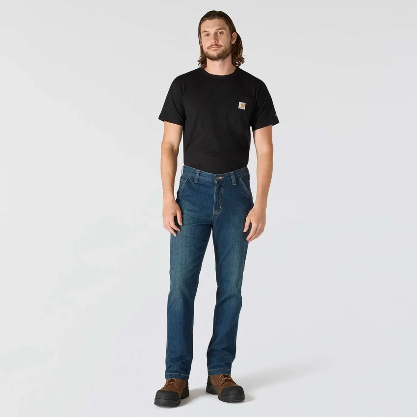 Relaxed Straight Rugged Flex-arbejdsjeans til mænd