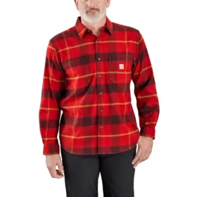 Rugged Flex® afslappet pasform, mellemkraftig flannel, langærmet ternet skjorte