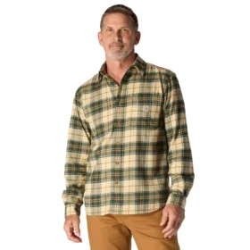 Rugged Flex™ afslappet pasform, mellemkraftig flannel, skjorte med lange ærmer og terner