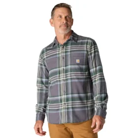 Rugged Flex™ afslappet pasform, mellemkraftig flannel, skjorte med lange ærmer og terner