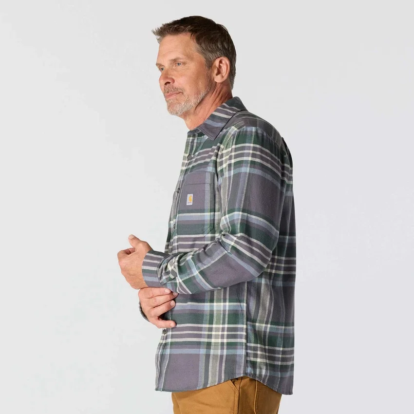 Rugged Flex™ afslappet pasform, mellemkraftig flannel, skjorte med lange ærmer og terner