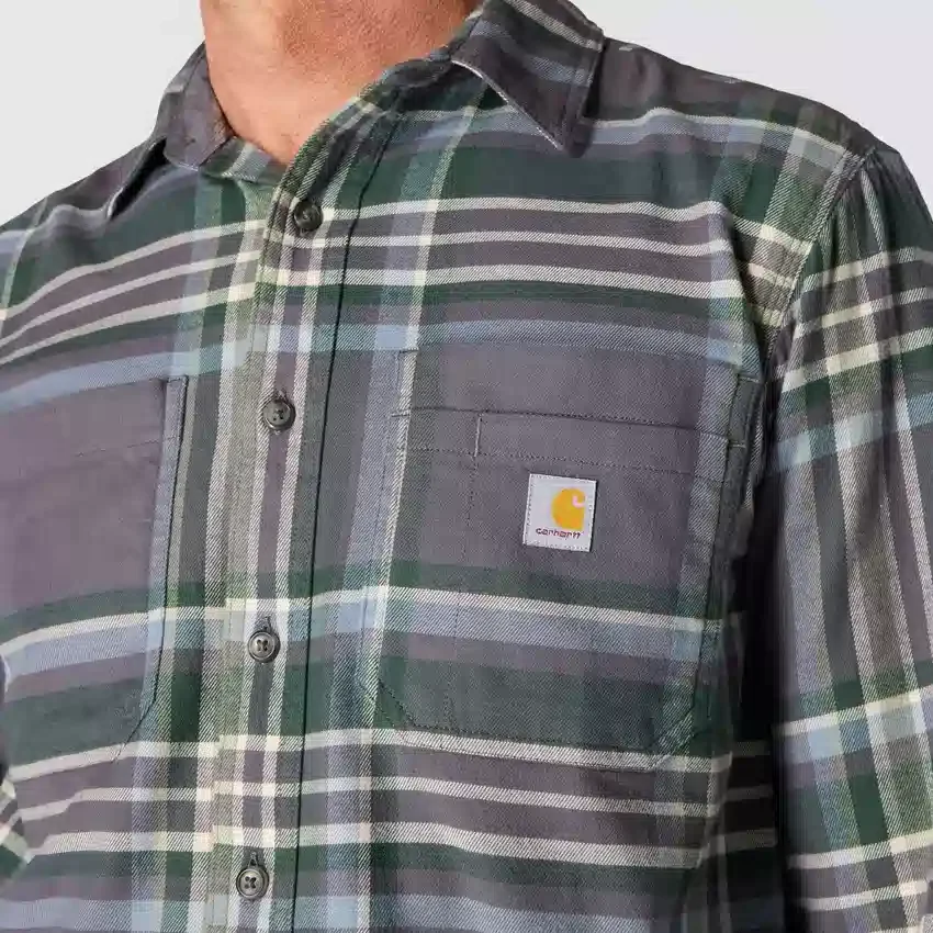 Rugged Flex™ afslappet pasform, mellemkraftig flannel, skjorte med lange ærmer og terner