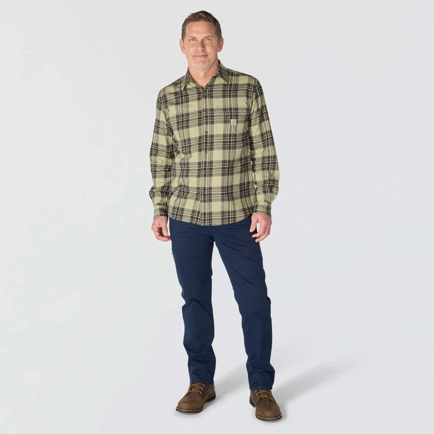 Rugged Flex™ afslappet pasform, mellemkraftig flannel, skjorte med lange ærmer og terner