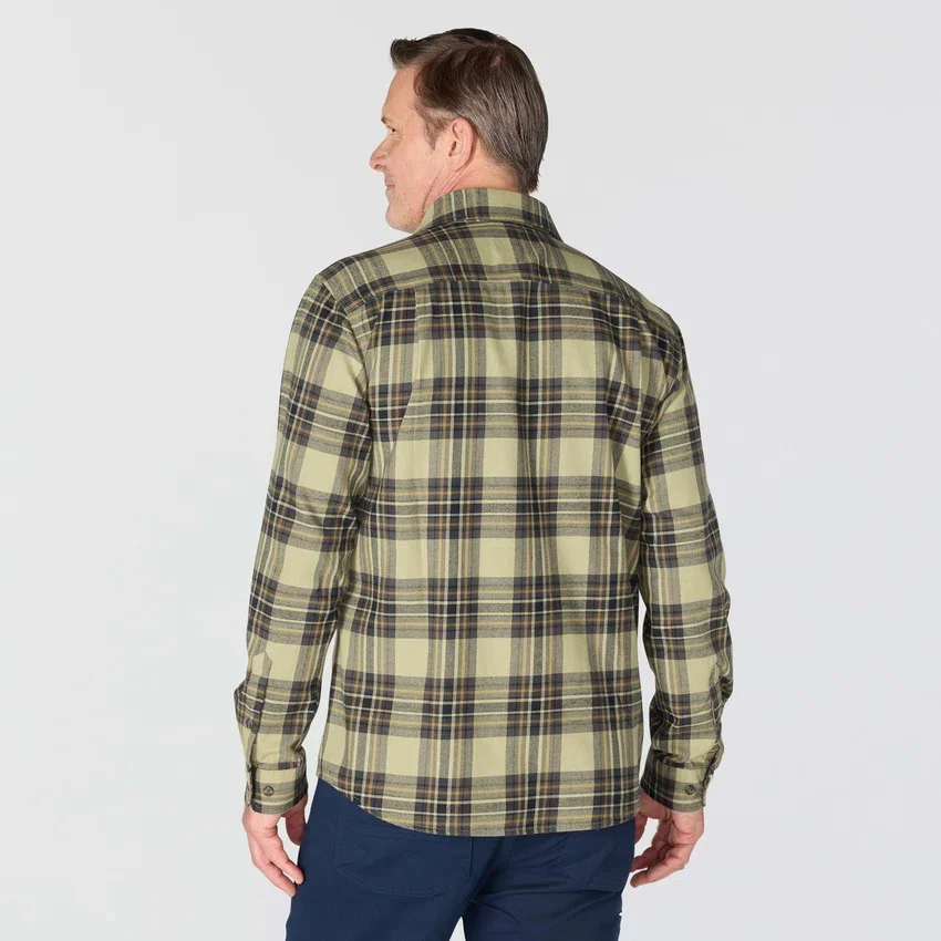 Rugged Flex™ afslappet pasform, mellemkraftig flannel, skjorte med lange ærmer og terner
