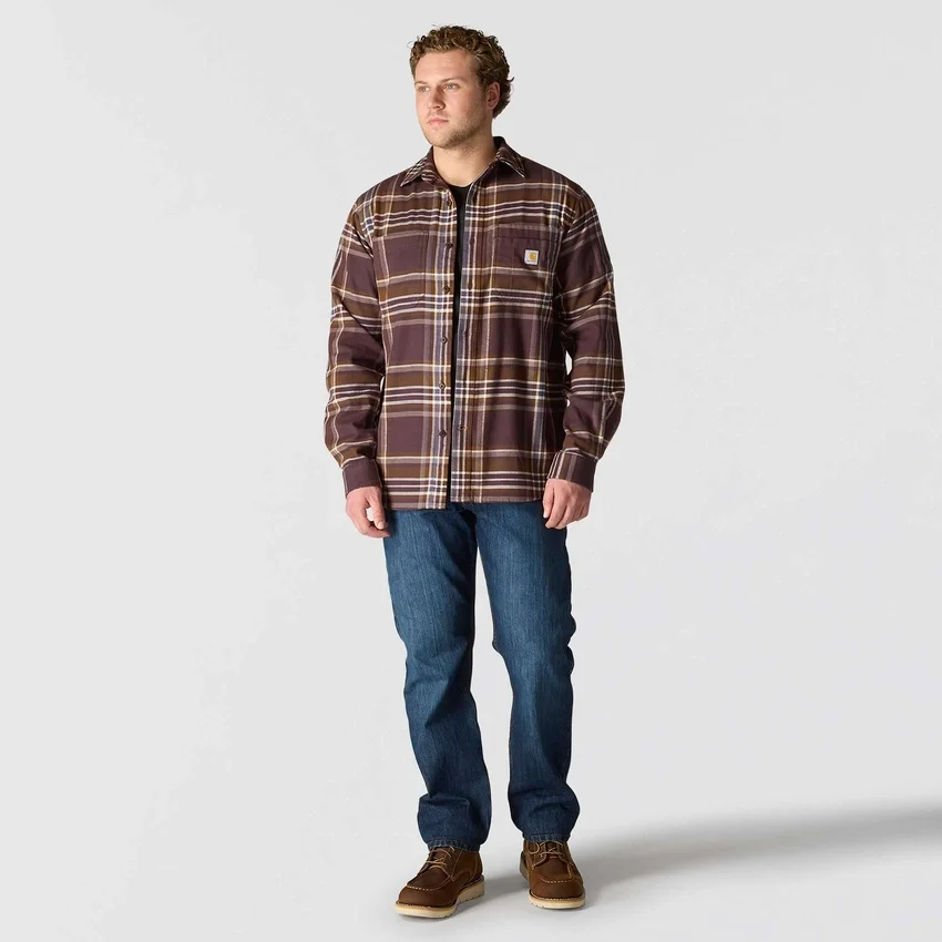 Rugged Flex™ afslappet pasform, mellemkraftig flannel, skjorte med lange ærmer og terner