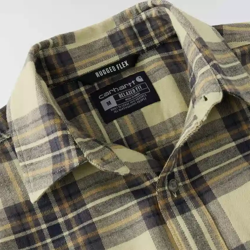 Rugged Flex™ afslappet pasform, mellemkraftig flannel, skjorte med lange ærmer og terner
