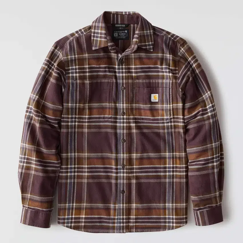 Rugged Flex™ afslappet pasform, mellemkraftig flannel, skjorte med lange ærmer og terner