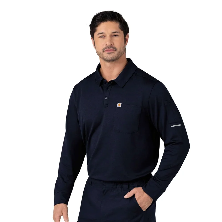 Rugged Flex® Rscu Heavyweight langærmet polo-scrub-bluse med løse ærmer