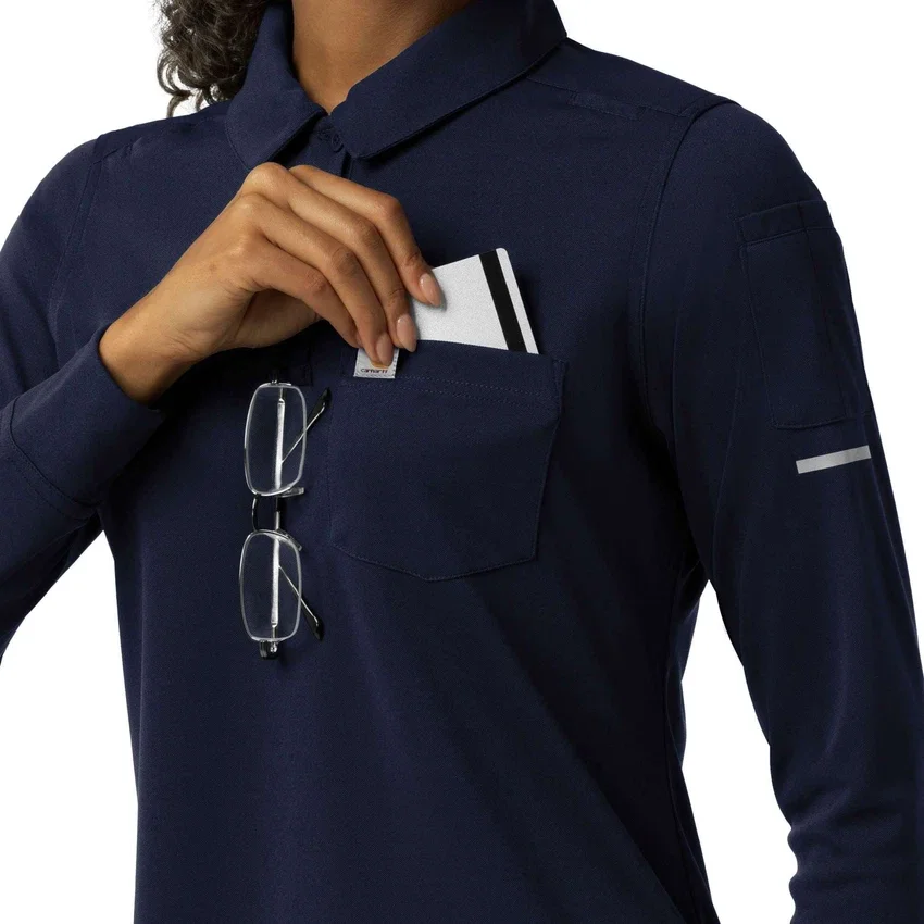 Rugged Flex® Rscu Heavyweight langærmet polo-scrub-bluse til kvinder