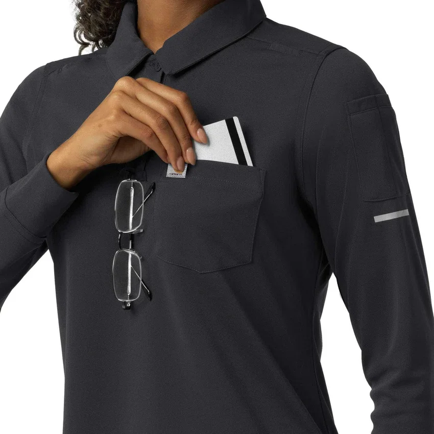 Rugged Flex® Rscu Heavyweight langærmet polo-scrub-bluse til kvinder