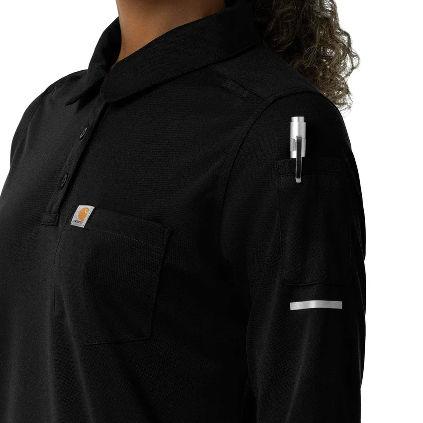 Rugged Flex® Rscu Heavyweight langærmet polo-scrub-bluse til kvinder