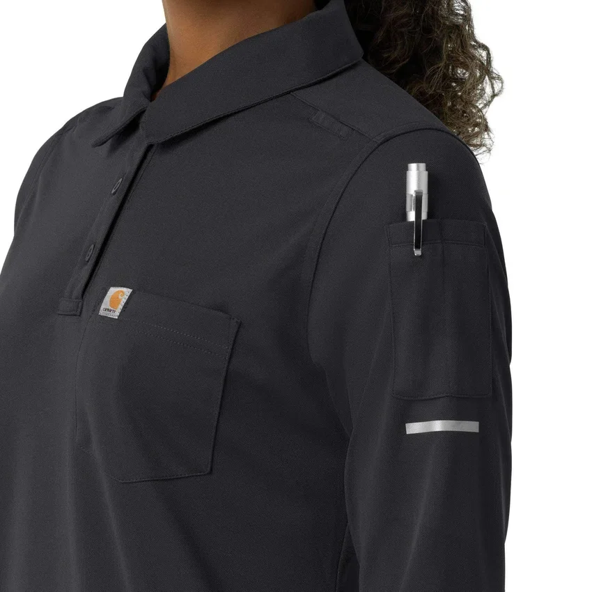 Rugged Flex® Rscu Heavyweight langærmet polo-scrub-bluse til kvinder