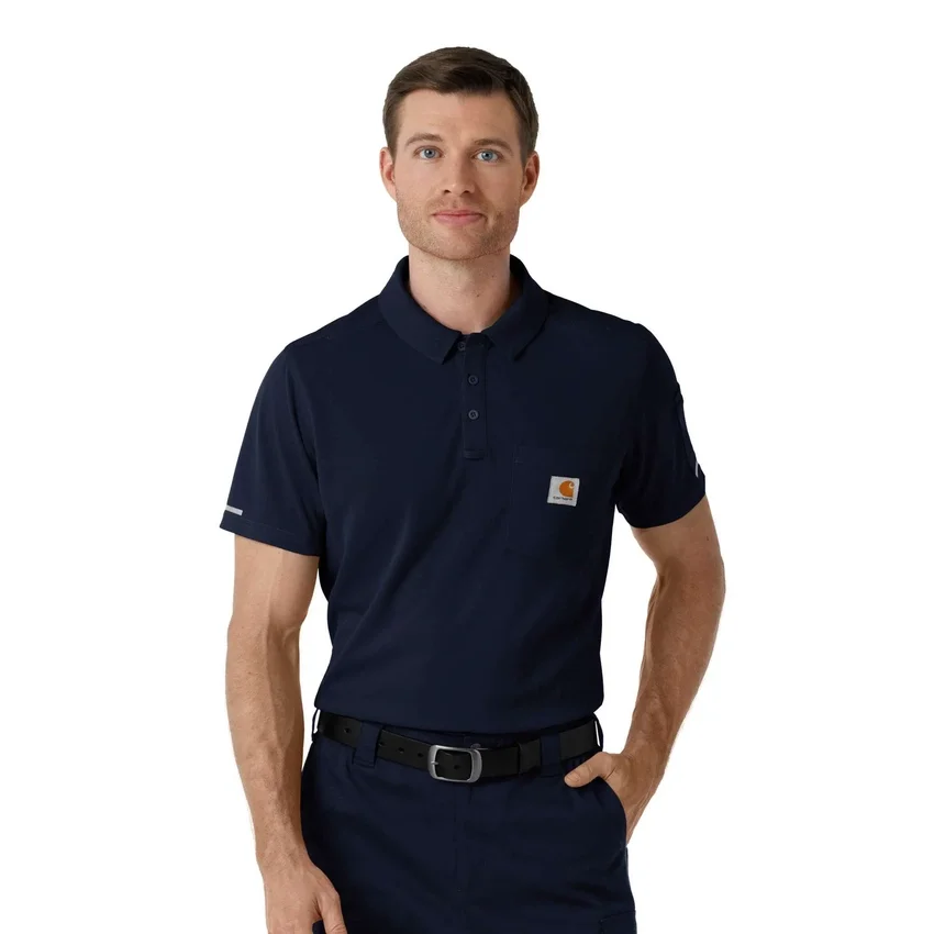 Rugged Flex® Rscu letvægts polo-scrub-bluse med korte løse ærmer