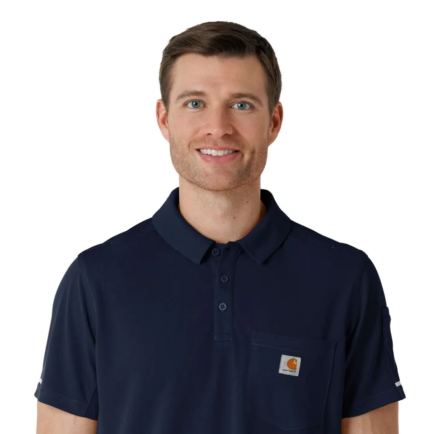 Rugged Flex® Rscu letvægts polo-scrub-bluse med korte løse ærmer