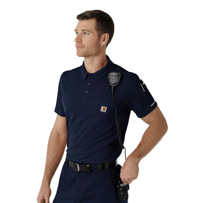 Rugged Flex® Rscu letvægts polo-scrub-bluse med korte løse ærmer
