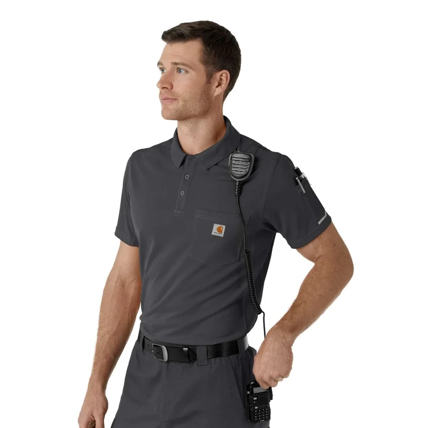 Rugged Flex® Rscu letvægts polo-scrub-bluse med korte løse ærmer