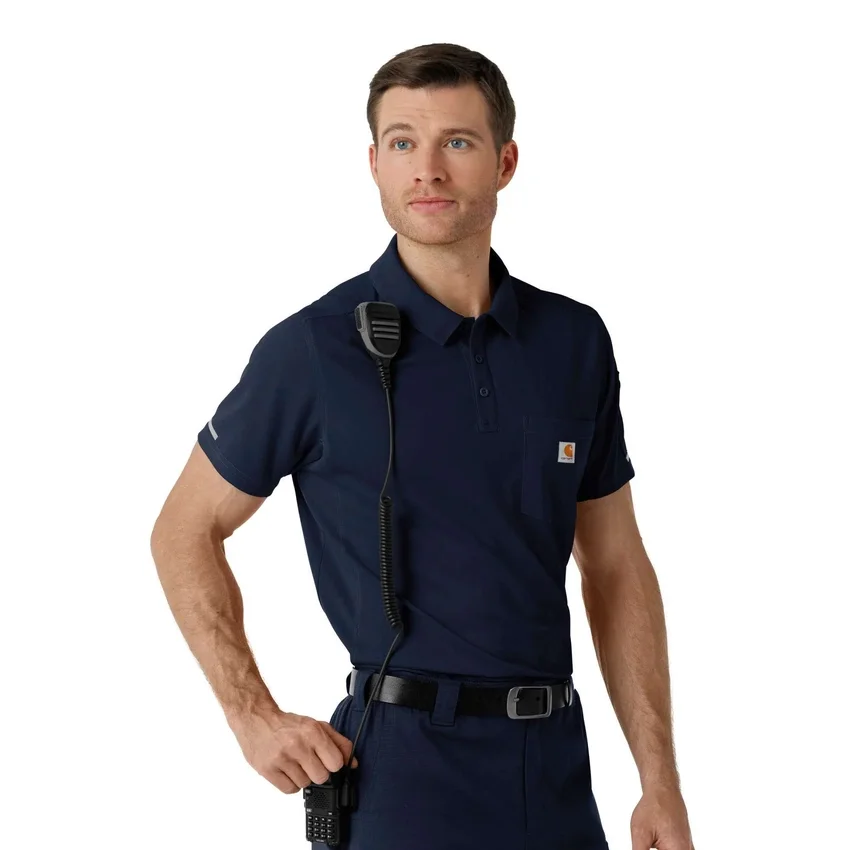 Rugged Flex® Rscu letvægts polo-scrub-bluse med korte løse ærmer