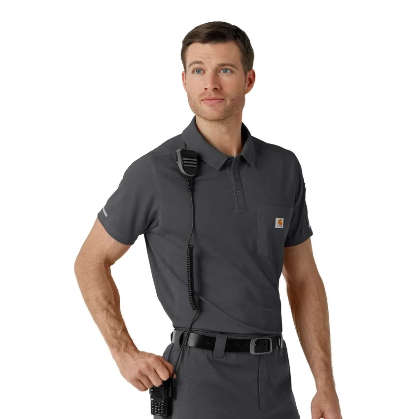 Rugged Flex® Rscu letvægts polo-scrub-bluse med korte løse ærmer