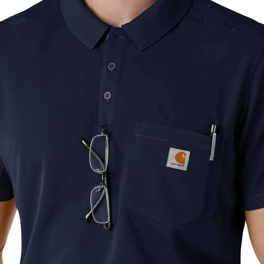 Rugged Flex® Rscu letvægts polo-scrub-bluse med korte løse ærmer