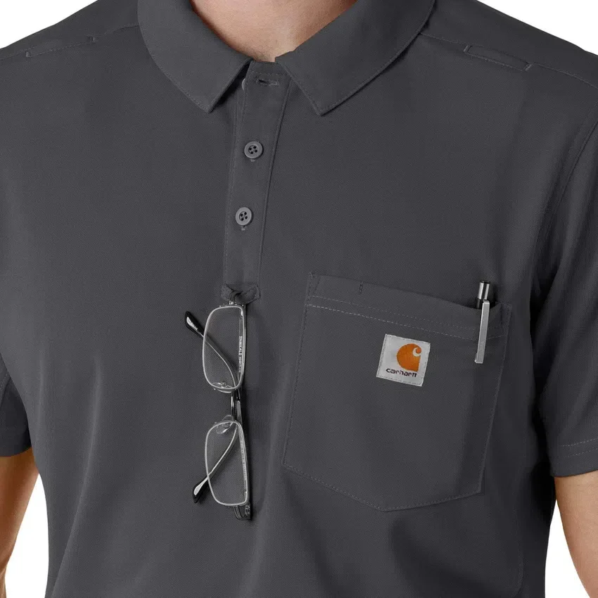 Rugged Flex® Rscu letvægts polo-scrub-bluse med korte løse ærmer