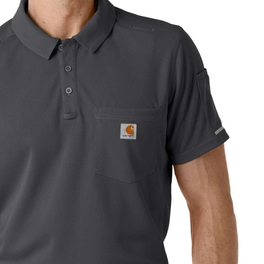 Rugged Flex® Rscu letvægts polo-scrub-bluse med korte løse ærmer