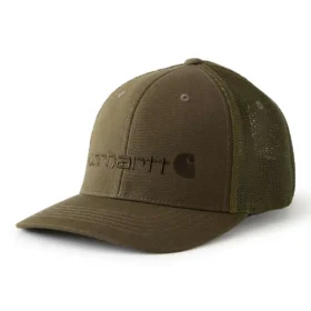 Rugged Flex™ tætsiddende kasket i canvas med netbagside og logo-grafik