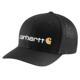 Rugged Flex™ tætsiddende kasket i canvas med netbagside og logo-grafik