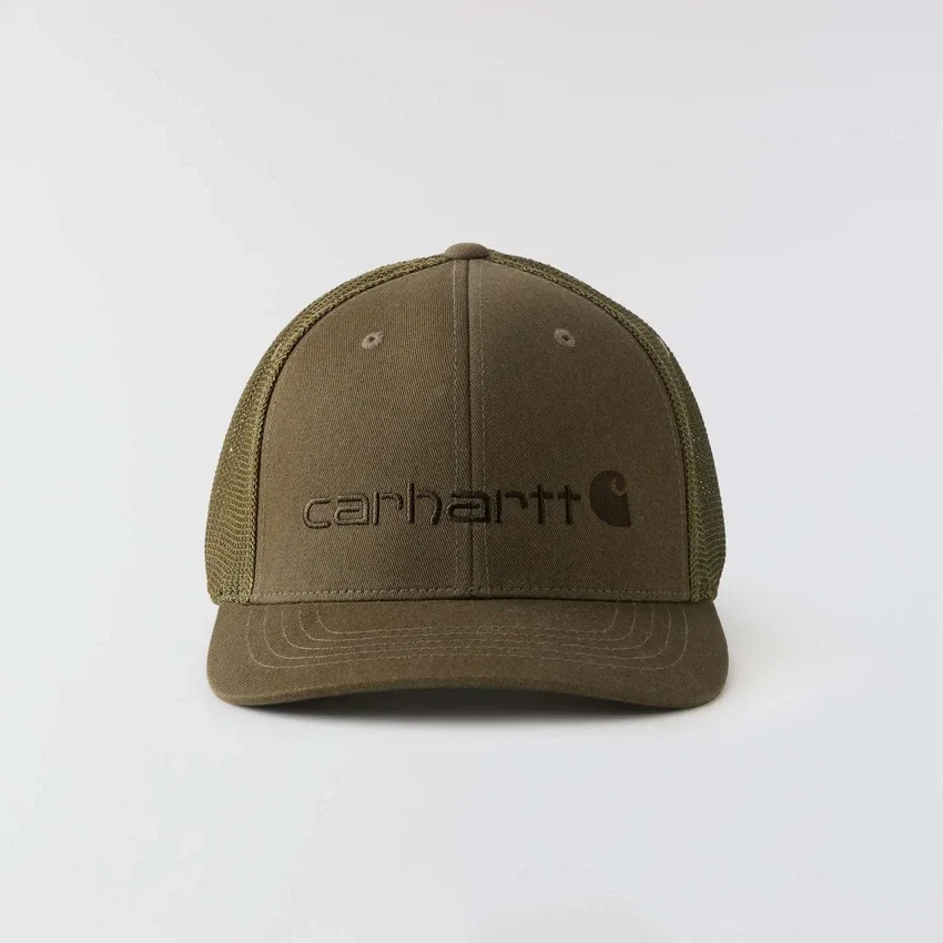 Rugged Flex™ tætsiddende kasket i canvas med netbagside og logo-grafik