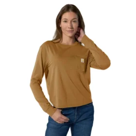 Tencel-skjorte med lomme, løse ærmer og rund hals til kvinder