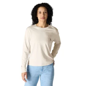 Tencel-skjorte med lomme, løse ærmer og rund hals til kvinder