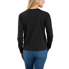 Tencel-skjorte med lomme, løse ærmer og rund hals til kvinder