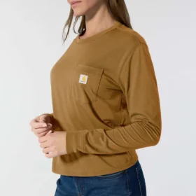 Tencel-skjorte med lomme, løse ærmer og rund hals til kvinder