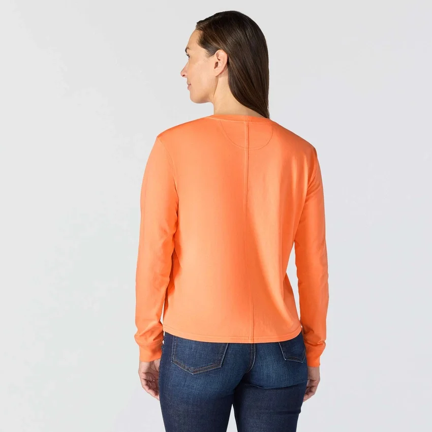 Tencel-skjorte med lomme, løse ærmer og rund hals til kvinder