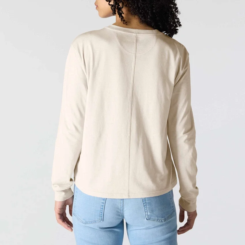 Tencel-skjorte med lomme, løse ærmer og rund hals til kvinder