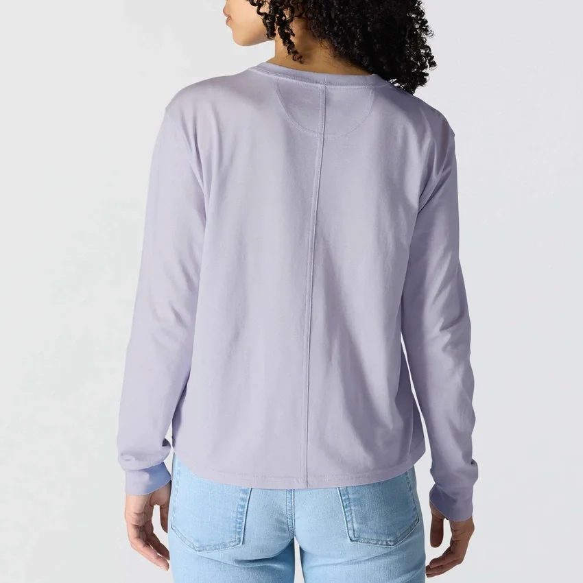 Tencel-skjorte med lomme, løse ærmer og rund hals til kvinder