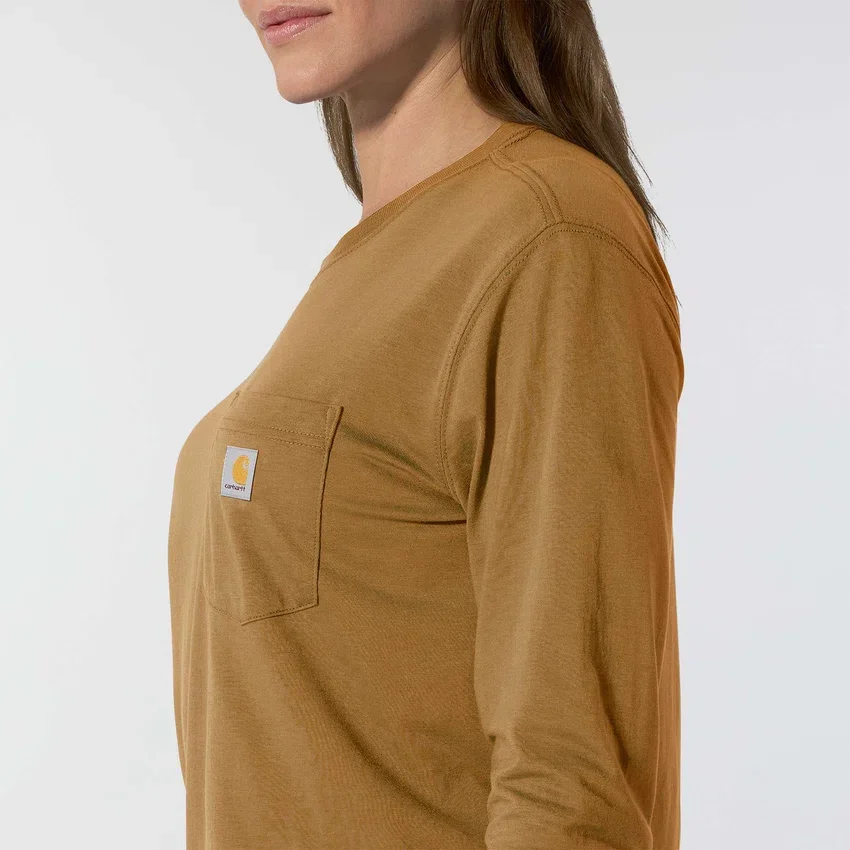 Tencel-skjorte med lomme, løse ærmer og rund hals til kvinder