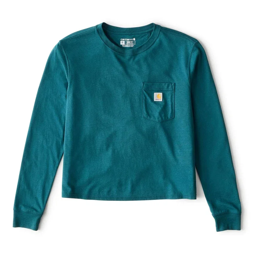 Tencel-skjorte med lomme, løse ærmer og rund hals til kvinder