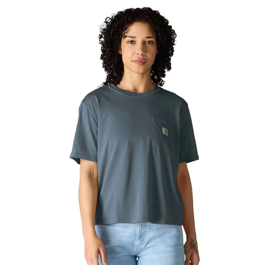Tencel-skjorte til kvinder med løs pasform, rund hals og lomme